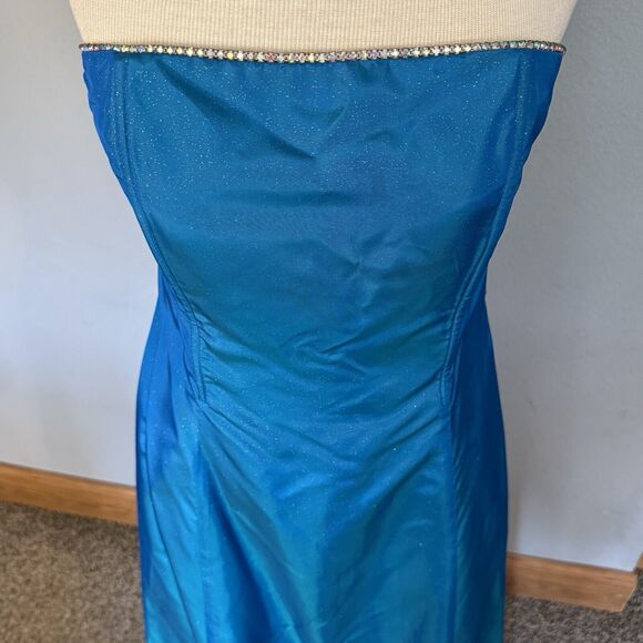 VTG Jessica Mcclintock Dress Sz 7 Formal Gunne Sax Blue Glitter Boning READ - Picture 3 of 16